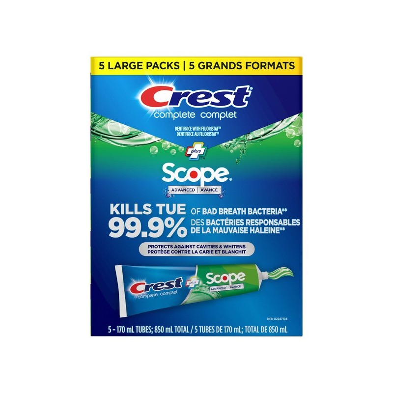 Dentifrice à mousse active - Crest Complete Avancé avec Scope