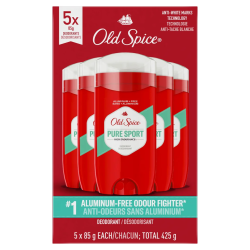 Old Spice - Désodorisant High Endurance, sans aluminium, Pack 5 x 85 g