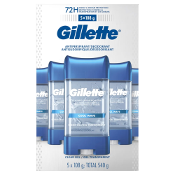 Gillette - Antisudorifique et désodorisant en gel transparent, Pack 5 x 108 g