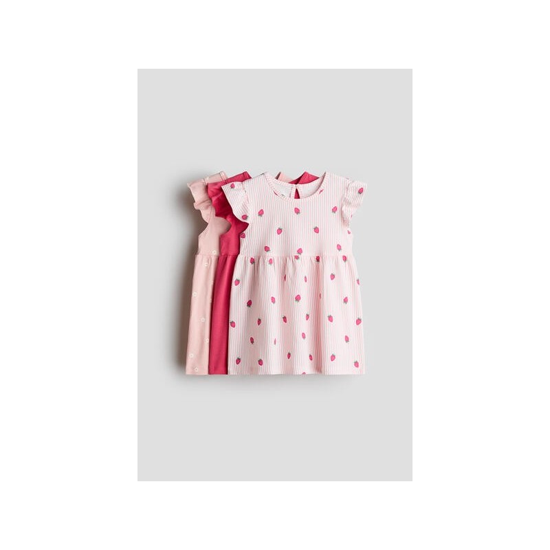 Lot de 3 Robes en jersey de coton doux aux designs variés - Enfant