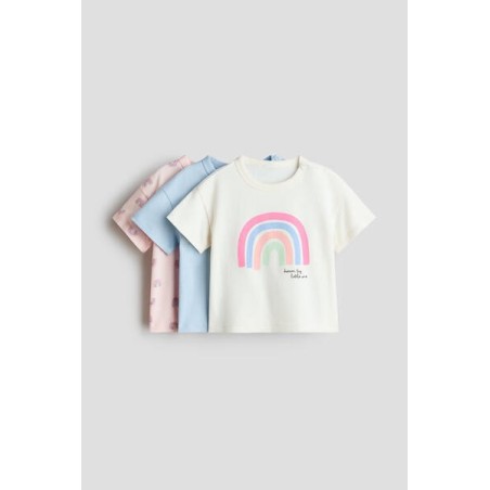 Lot de 3 T-shirts en jersey de coton doux aux designs variés - Enfant