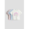 Lot de 3 T-shirts en jersey de coton doux aux designs variés - Enfant