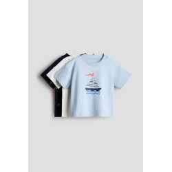 Lot de 3 T-shirts en jersey de coton doux aux designs variés - Enfant