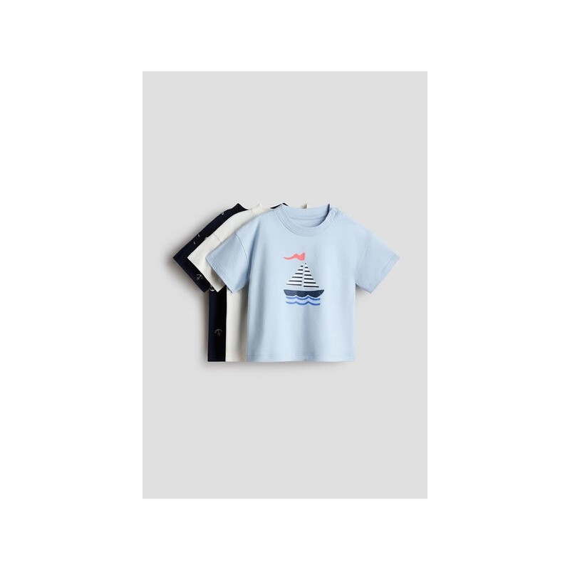 Lot de 3 T-shirts en jersey de coton doux aux designs variés - Enfant