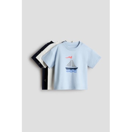 Lot de 3 T-shirts en jersey de coton doux aux designs variés - Enfant