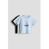 Lot de 3 T-shirts en jersey de coton doux aux designs variés - Enfant
