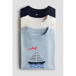 Lot de 3 T-shirts en jersey de coton doux aux designs variés - Enfant