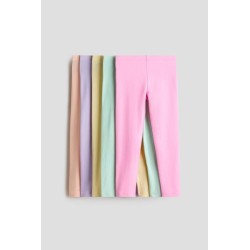 Lot de 5 Leggings en jersey de coton doux avec élastique à la taille - Enfant