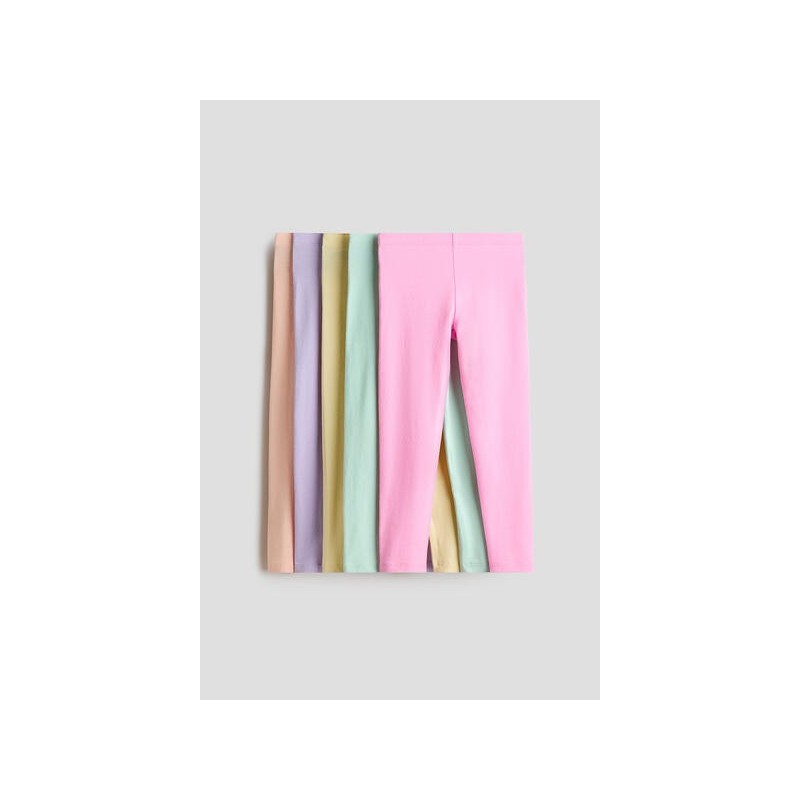 Lot de 5 Leggings en jersey de coton doux avec élastique à la taille - Enfant