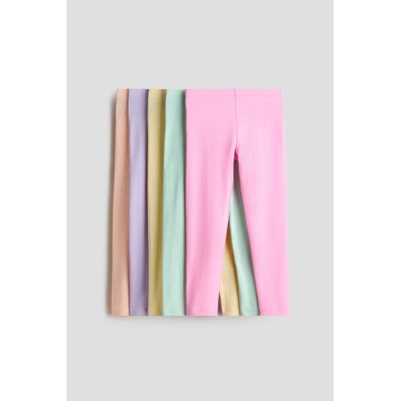 Lot de 5 Leggings en jersey de coton doux avec élastique à la taille - Enfant