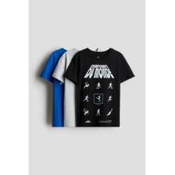 Lot de 3 T-shirts en jersey de coton doux motif Championnats du monde - Enfant