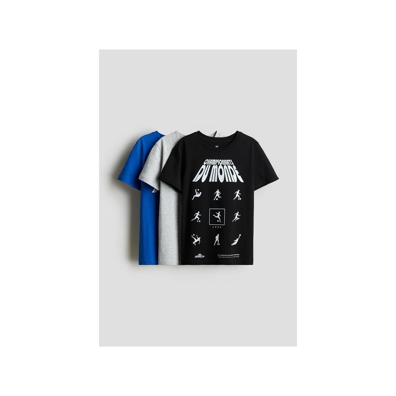 Lot de 3 T-shirts en jersey de coton doux motif Championnats du monde - Enfant