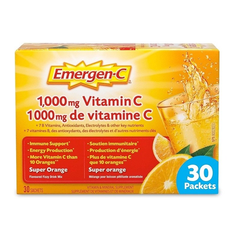 Emergen-C Super Orange - 1000mg de vitamine C - 1 x 30 sachets - Détail
