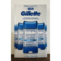 Gillette - Antisudorifique et désodorisant en gel transparent, Pack 5 x 108 g
